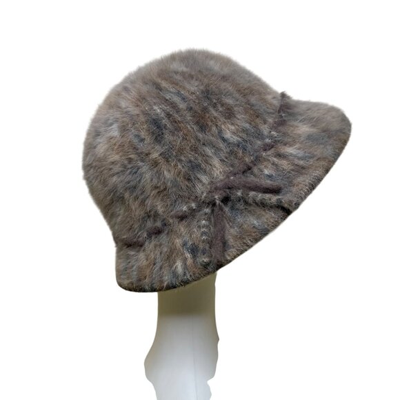 Kangol Womens Brown Faux Fur Bucket Hat England Cascade FC2024 Warm Soft Vintage - Picture 2 of 7